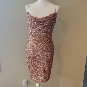 Windsor Women's Rose Gold Medium Sequin Dress